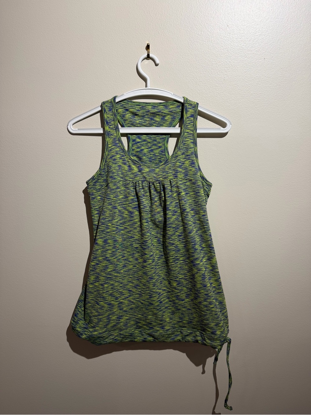 Athleta Tank Top Small Built In Bra Green And‎ Blue Tie Sting Athletic Wear